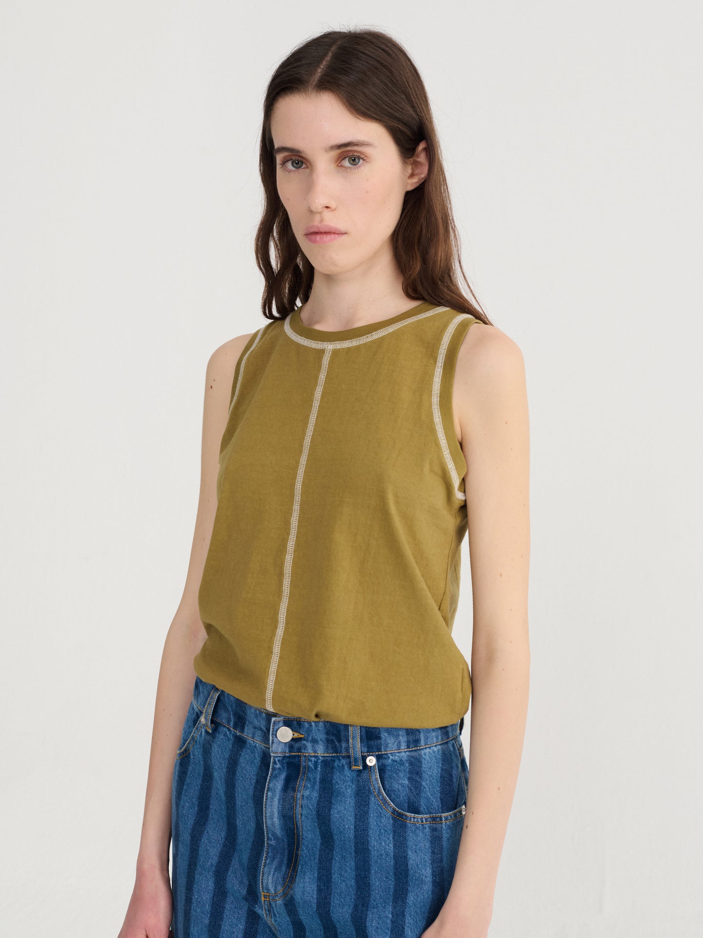Slub Cotton Olive Tank