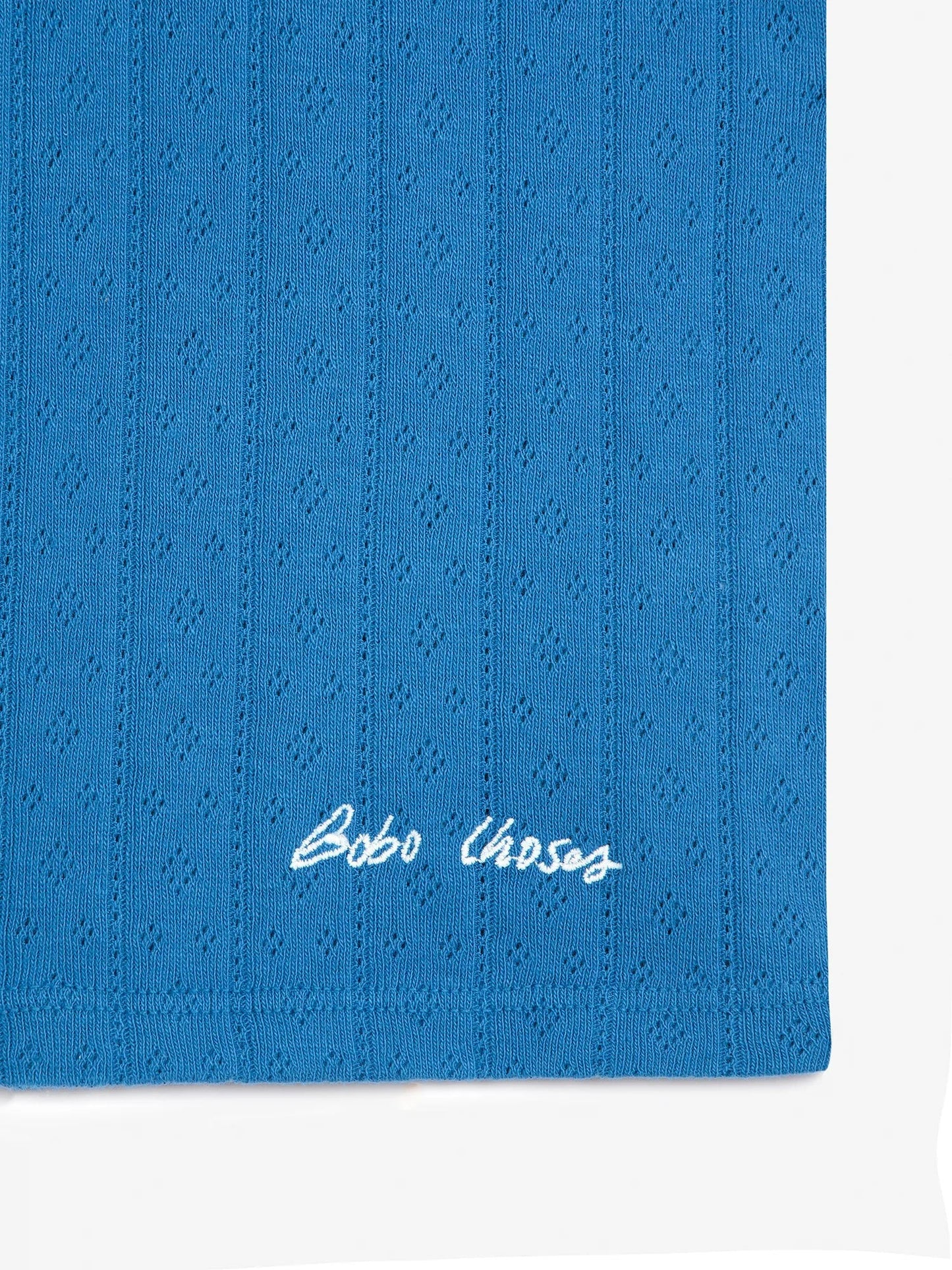 Bright Blue Pointelle Mockneck Tee Shirt