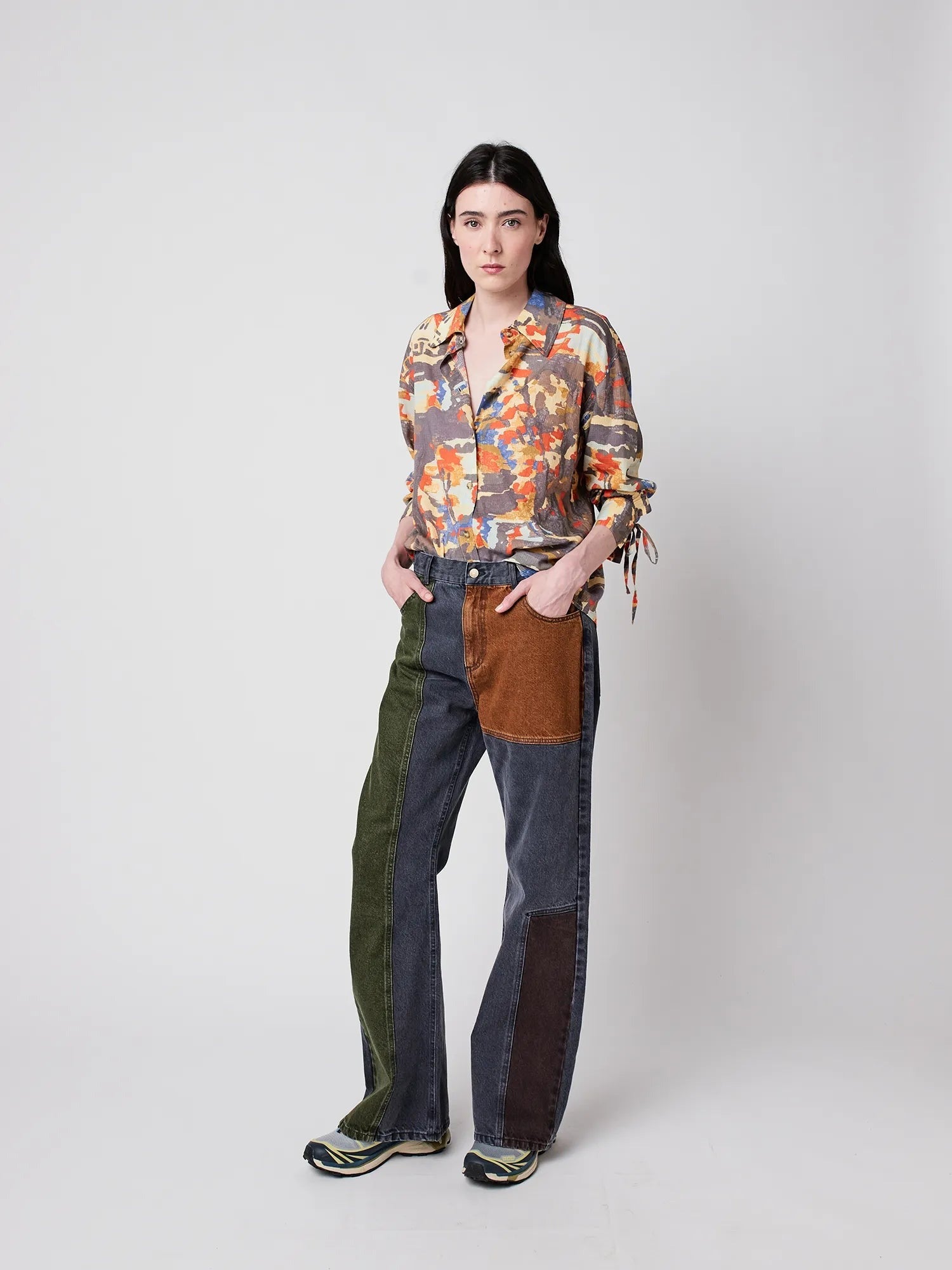 Forest House Pattern Relaxed Button Down Shirt