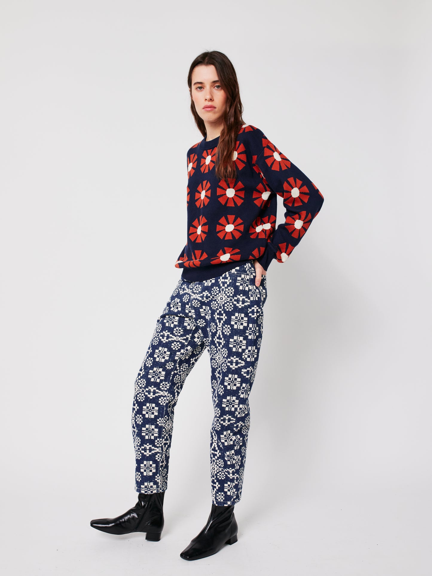 Kaleidoscope Pattern High Waisted Jeans
