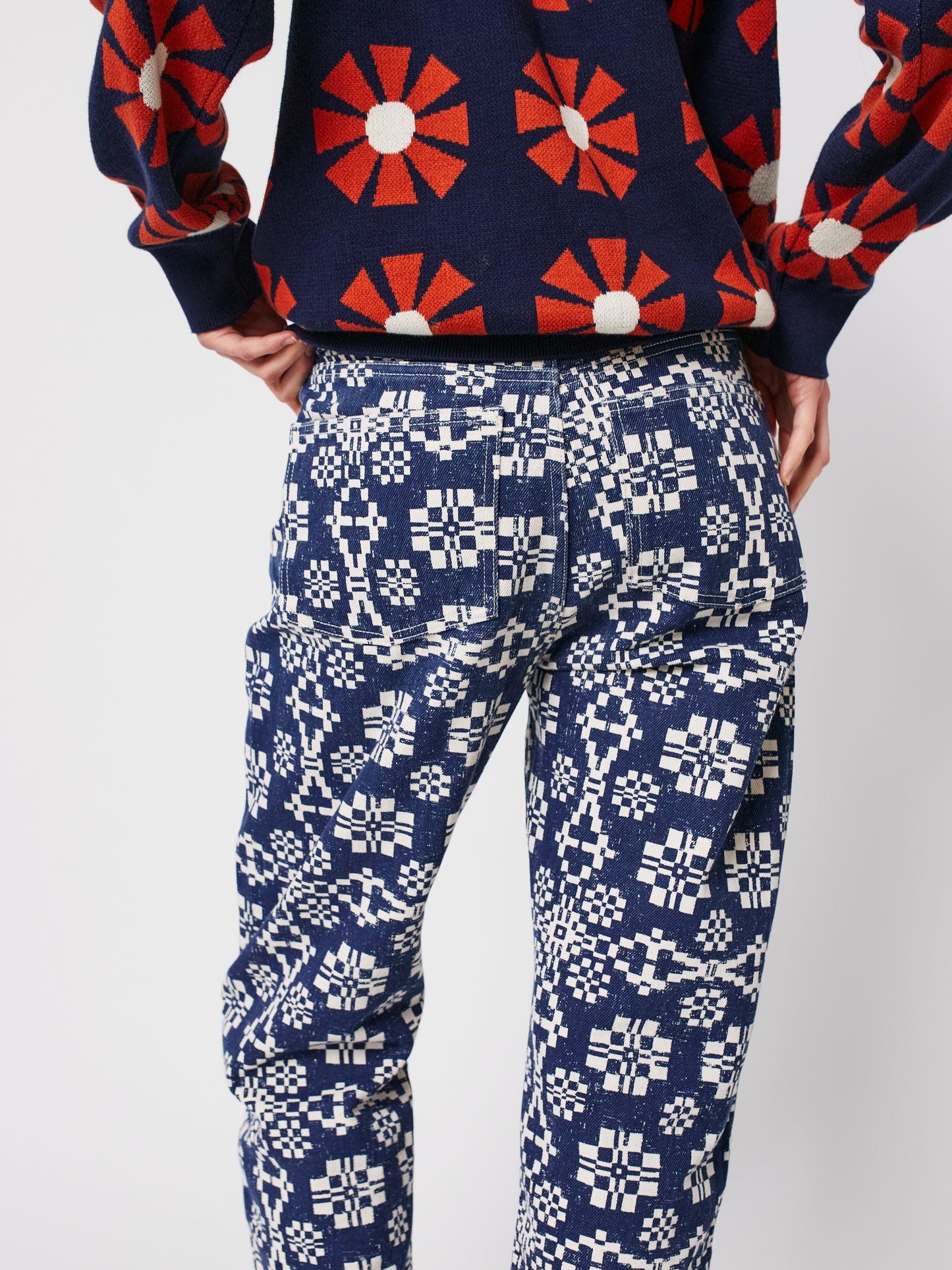 Kaleidoscope Pattern High Waisted Jeans