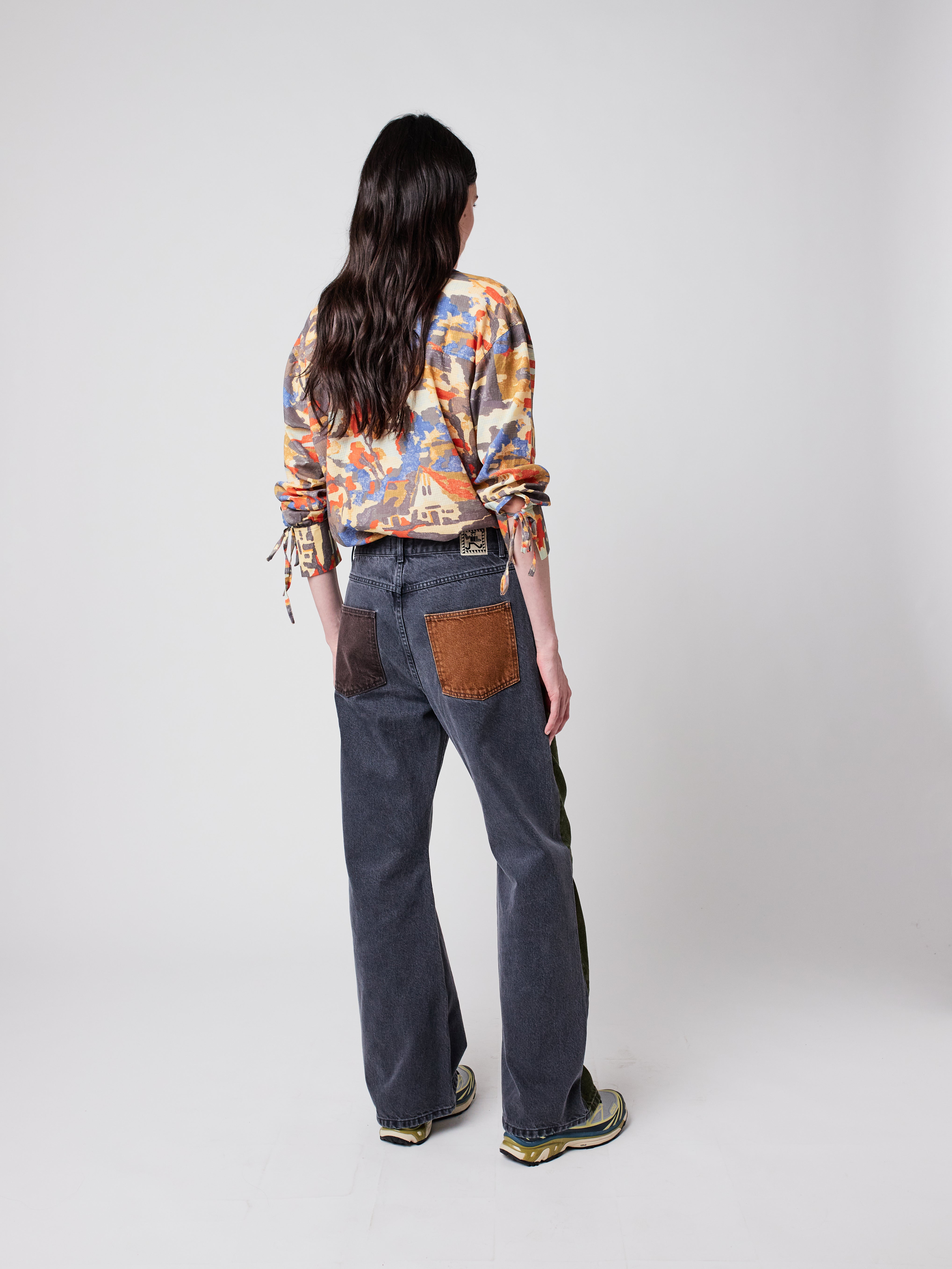 ★lalafox★DOUBLE COLOR BLOCK DENIM PANTS★Blue★韓国★人気 ☆LALAFOX☆DOUBLE COLOR BLOCK DENIM PANTS