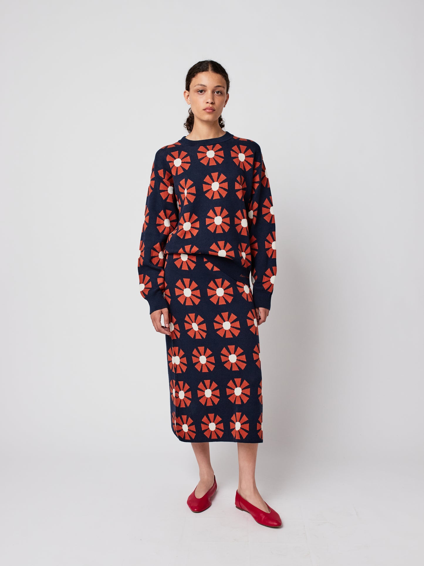 Flower Jacquard Relaxed Sweater