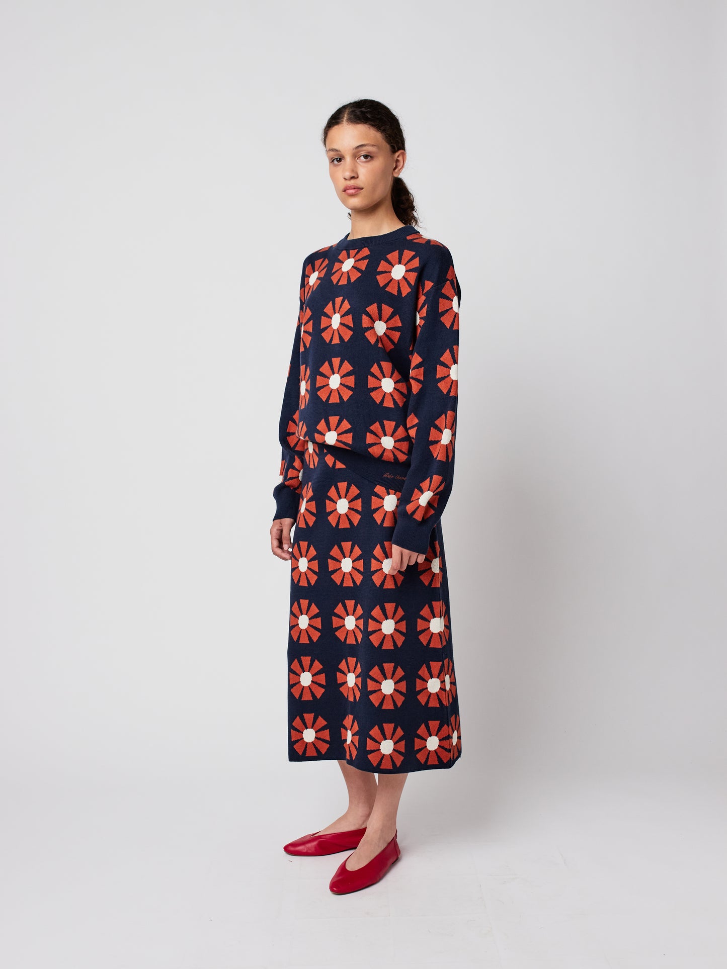 Flower Jacquard Relaxed Sweater