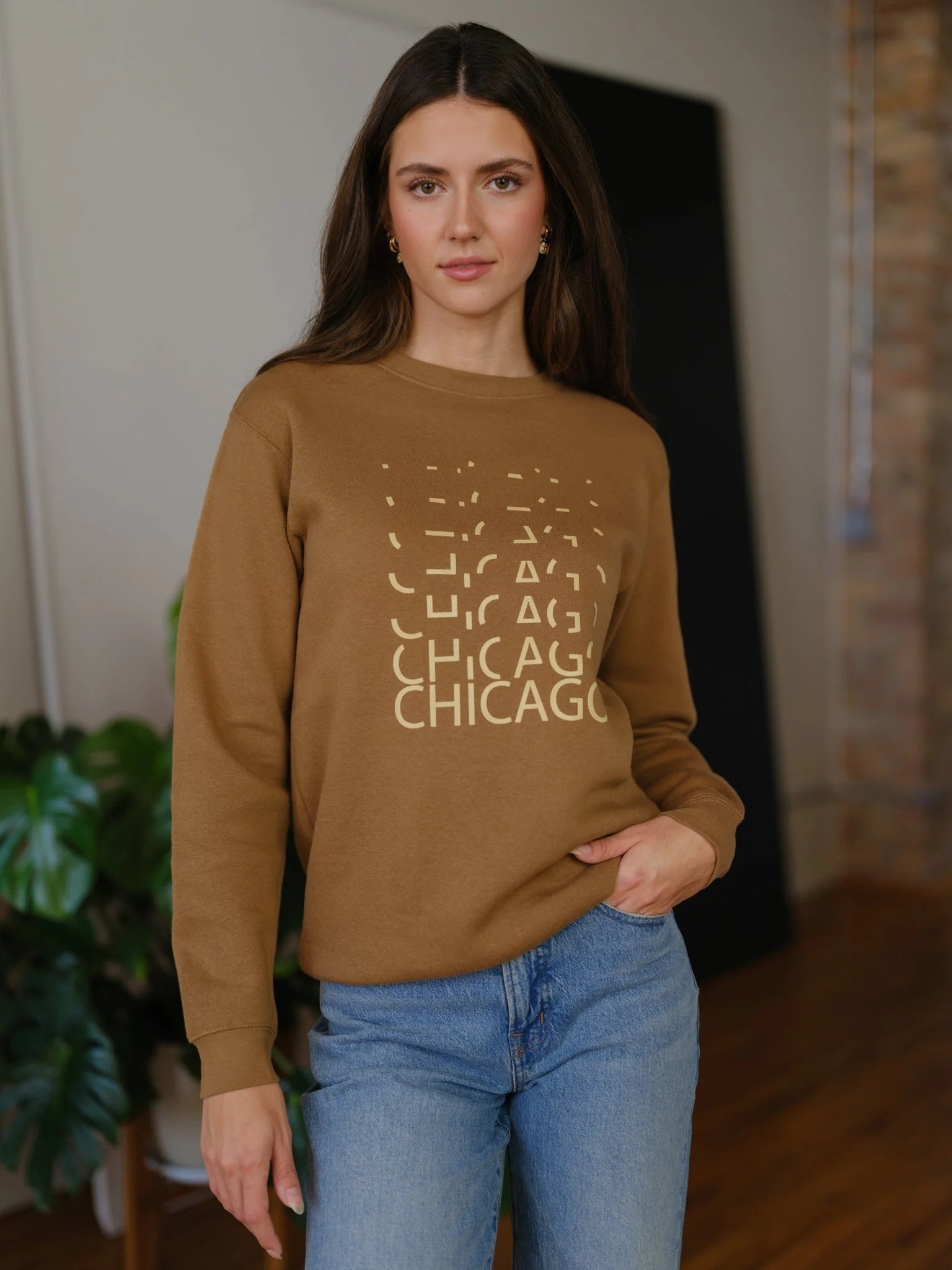 Chicago Lights Crewneck Sweater in Blue Grey