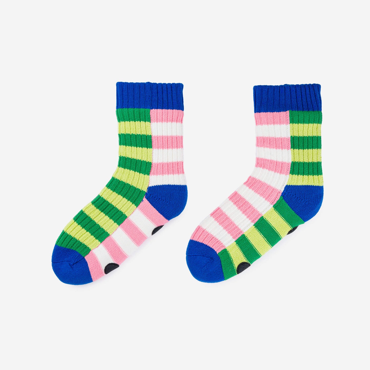 Super Stripe Knit House Socks - Lime Green