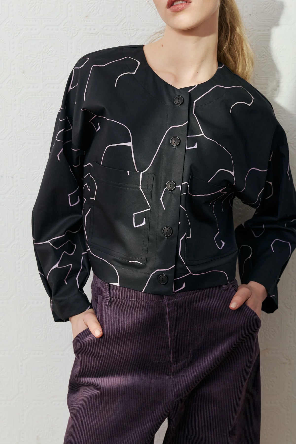 Eve Gravel Harry Top in Stork Charcoal/Taupe