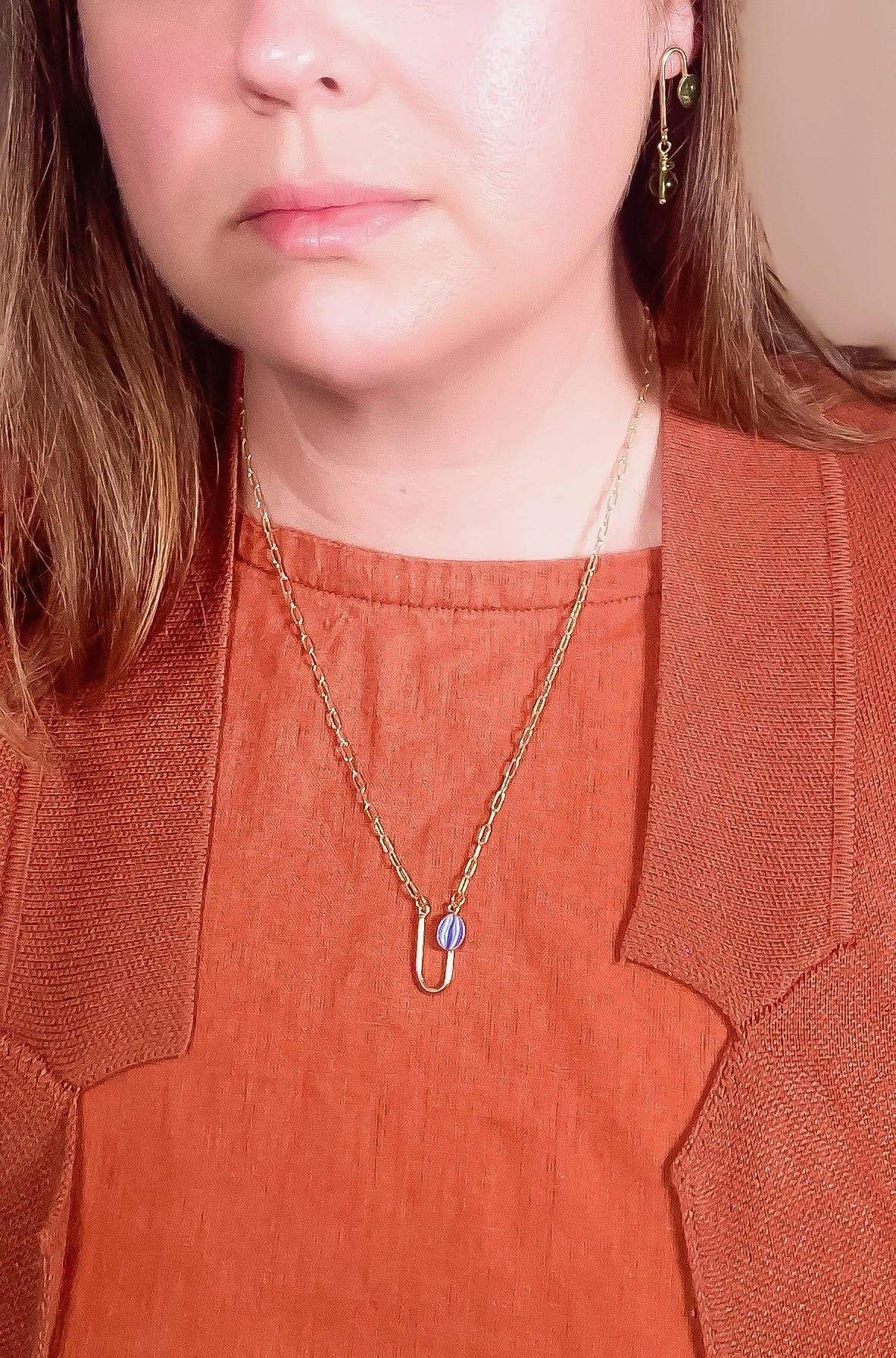 Blue Moonstone Asymmetrical Arch Necklace