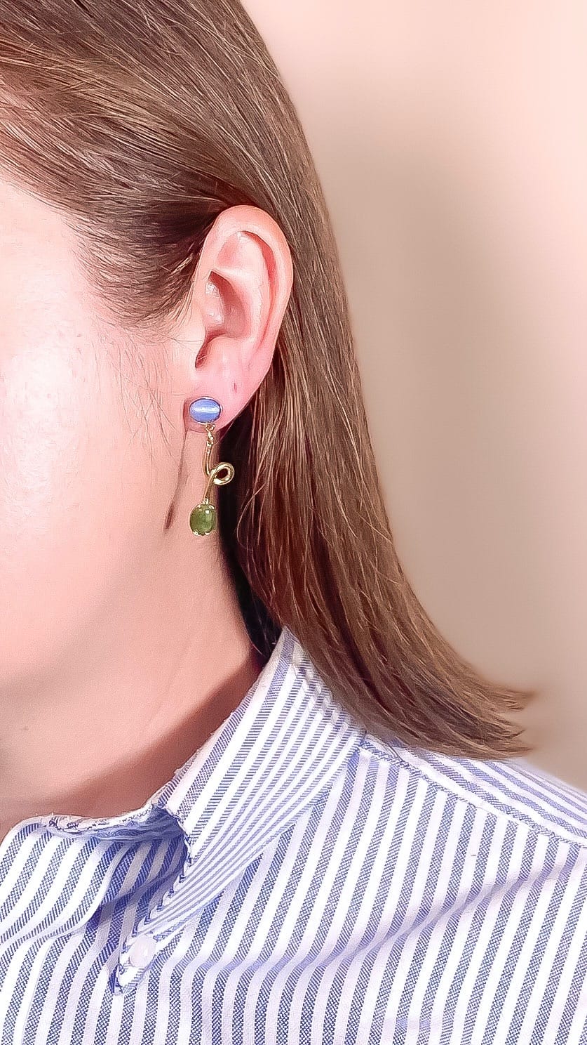 Jade + Blue Moonstone Contour Earrings