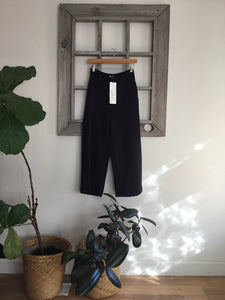 Henri Wide Leg Cropped Trousers in Textured Black Dot