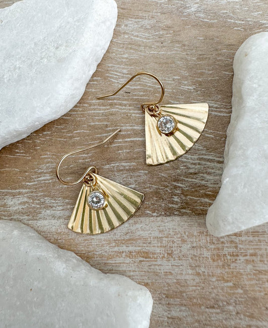 Petite Fan Charm Hook Earrings