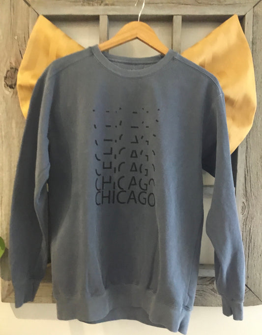 Chicago Lights Crewneck Sweater in Blue Grey