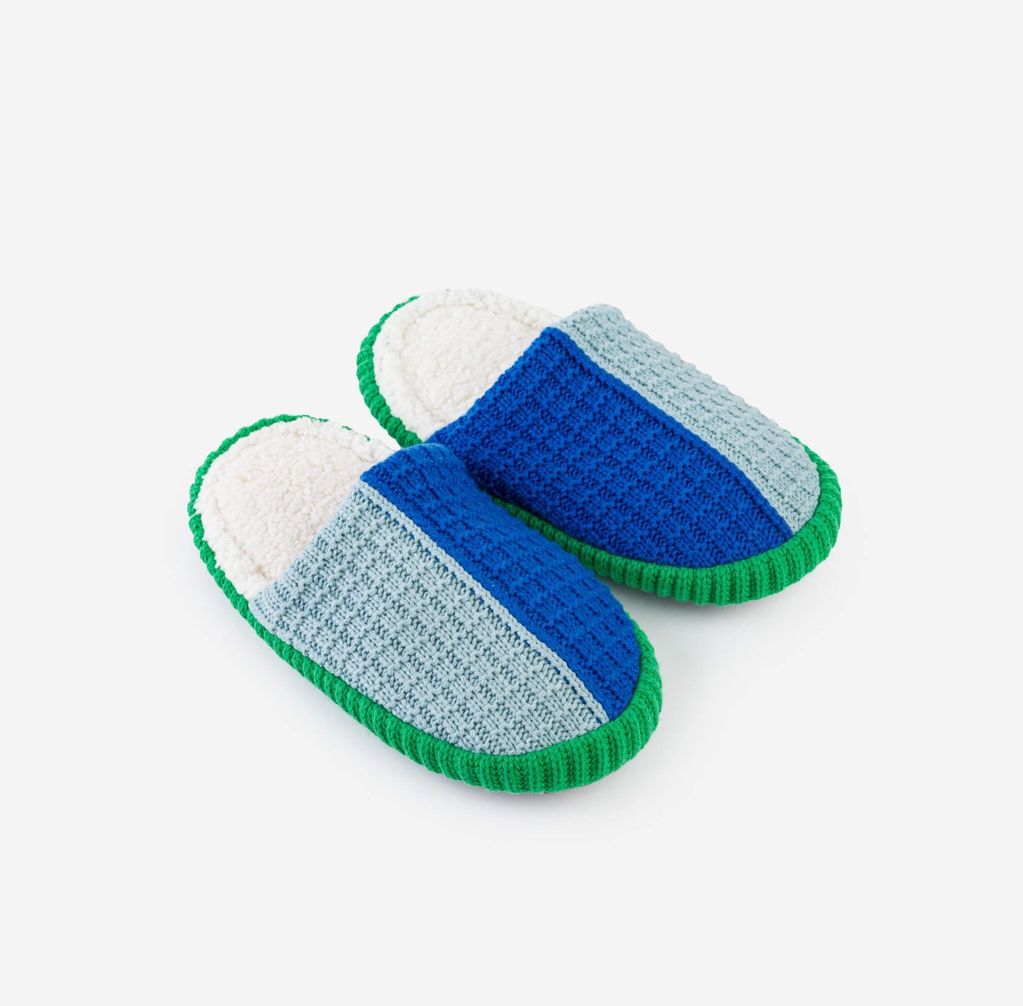 Colorblock Slide Slippers in Stone Blue Cobalt