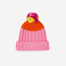 Pom Pom Color Blocked Beanie