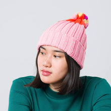 Pom Pom Color Blocked Beanie