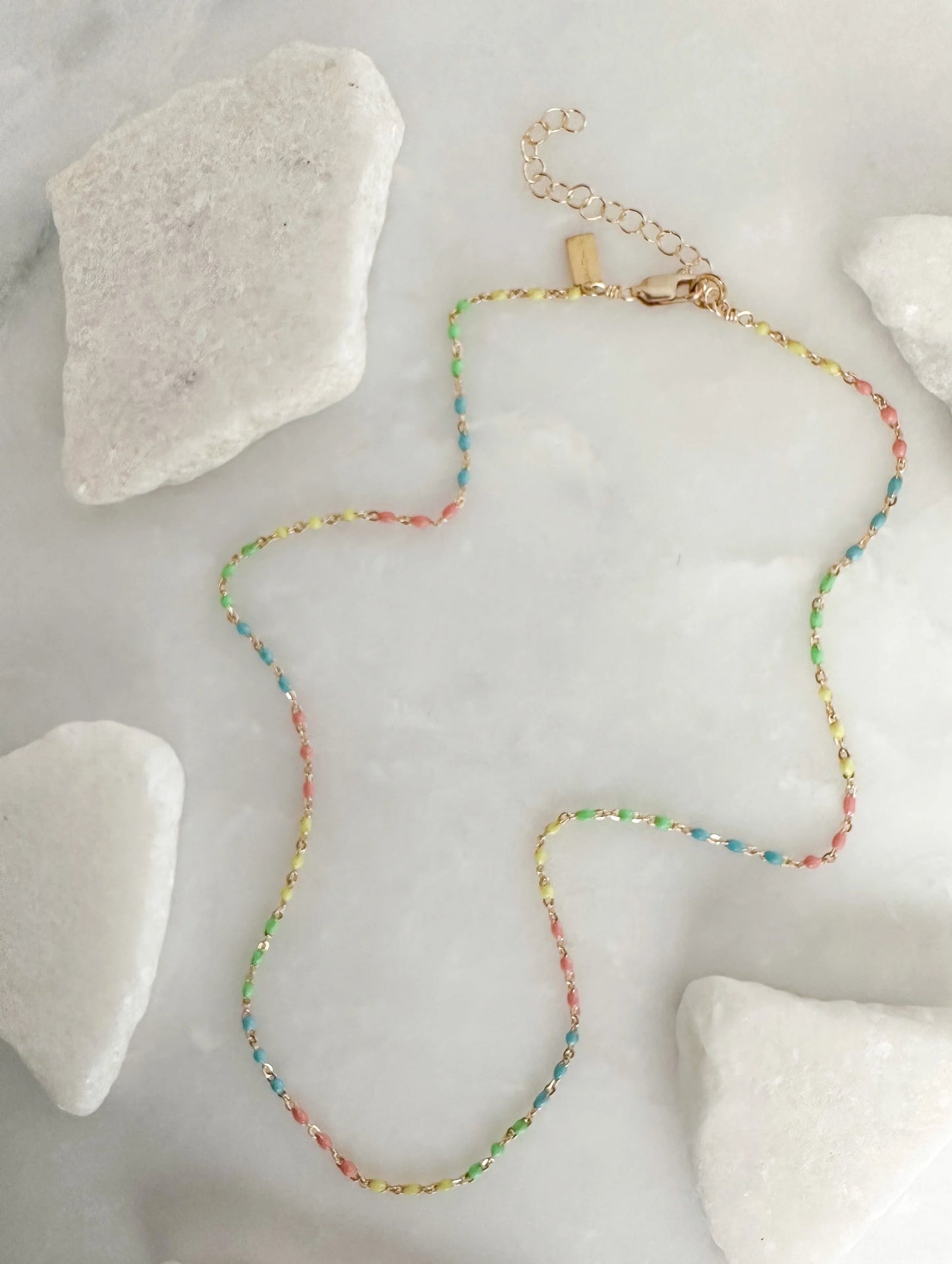 Enamel Beaded Chain 20” Gold Fill