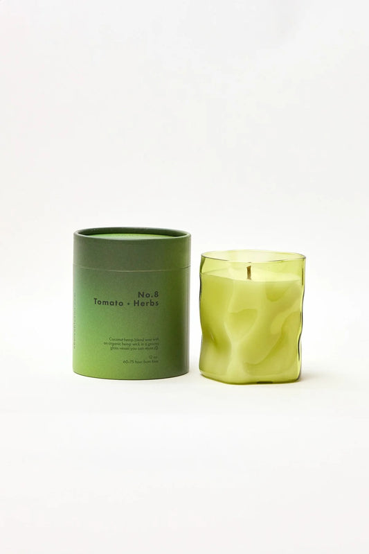 Choice Blooms Wavy Glass Candle XL size | Tomato + Herbs