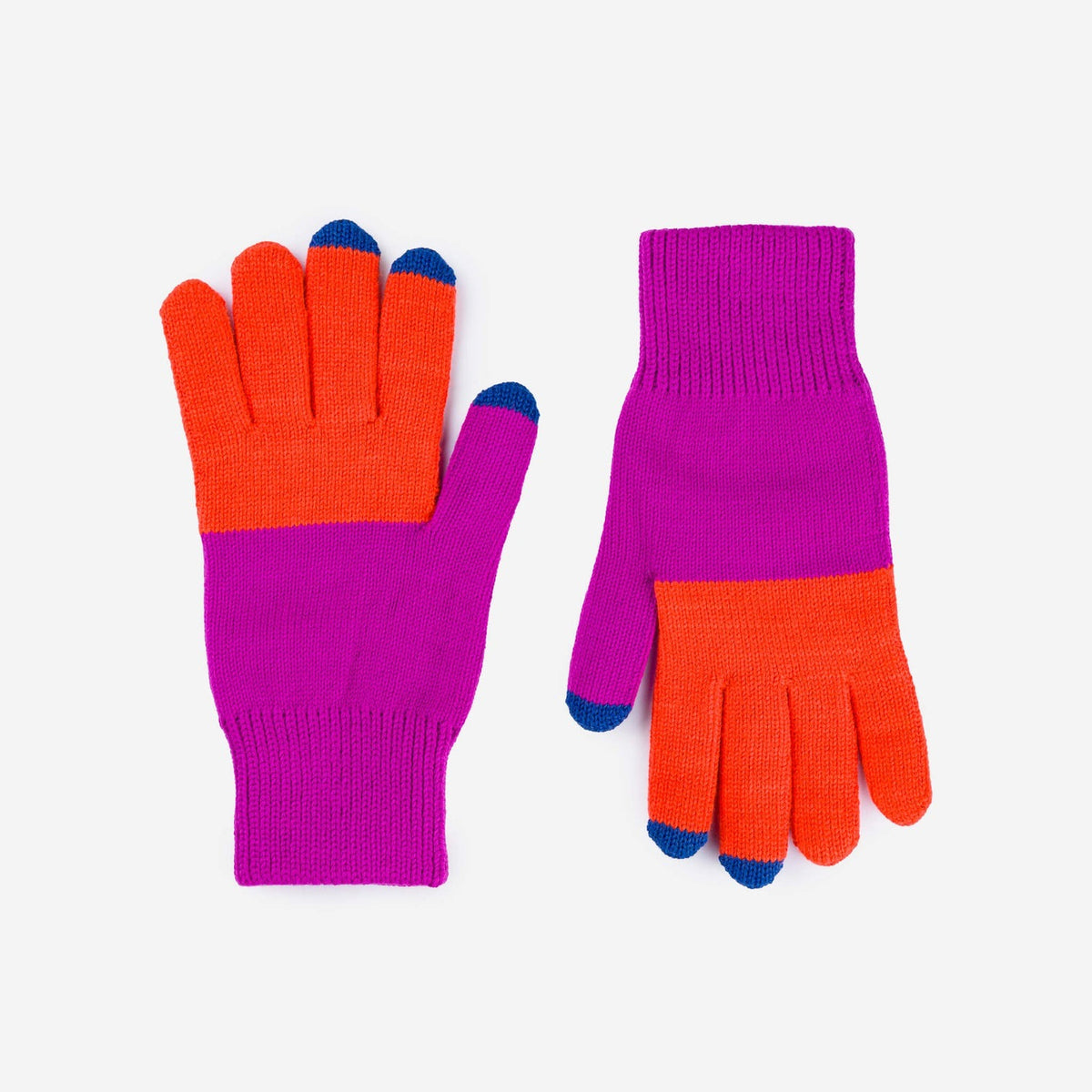 Colorblock Knit Touchscreen Gloves in Poppy Magenta