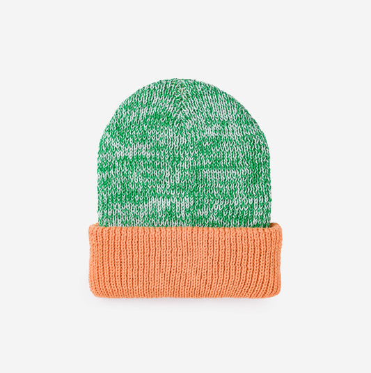 Stripe Cuff Plush Beanie - Kelly Peach