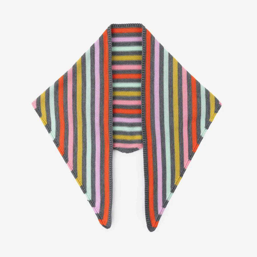 Color Stripe Triangle Scarf - Grey