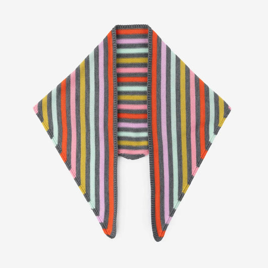 Color Stripe Triangle Scarf - Grey