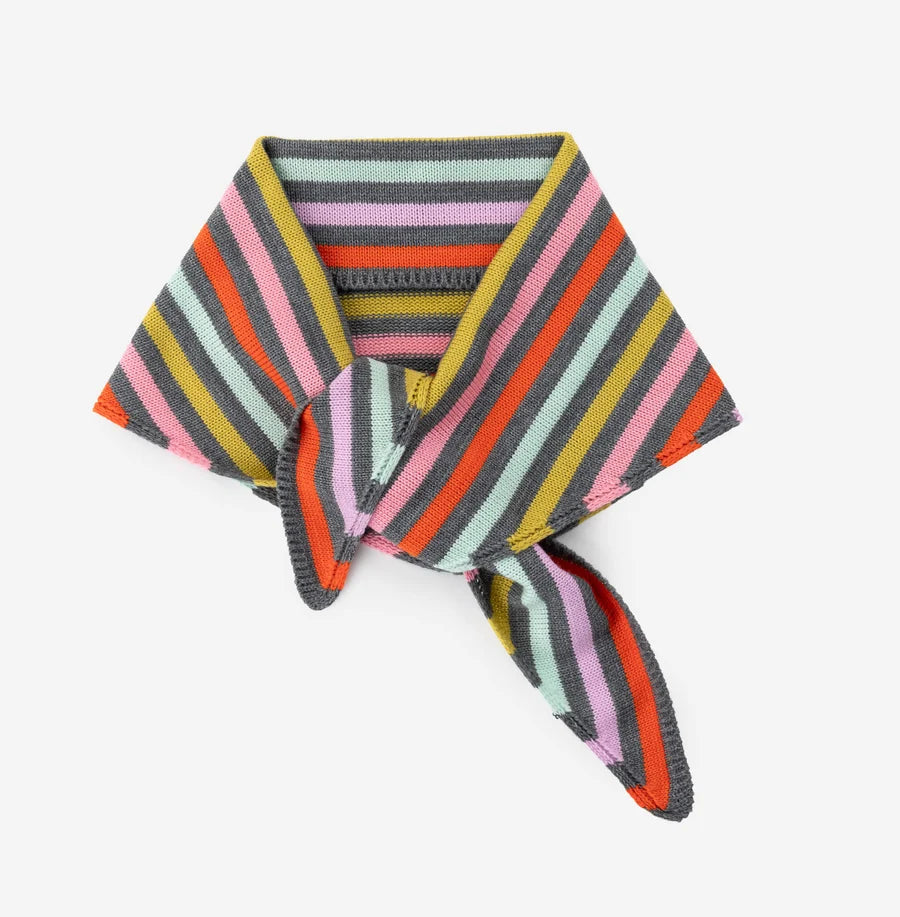 Color Stripe Triangle Scarf - Grey