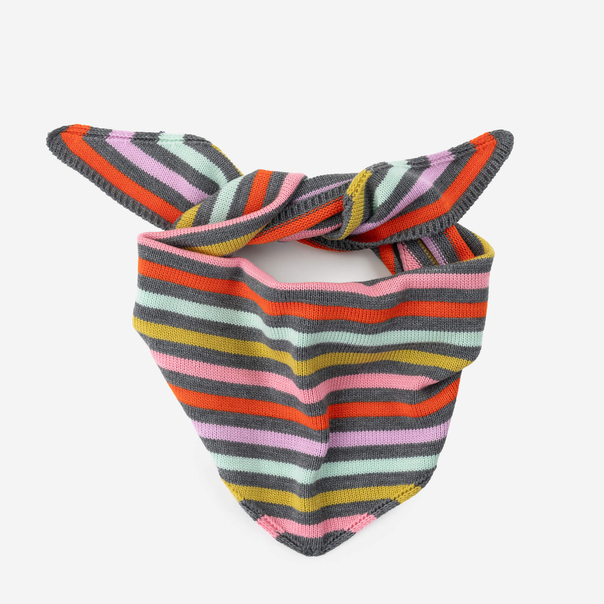 Color Stripe Triangle Scarf - Grey
