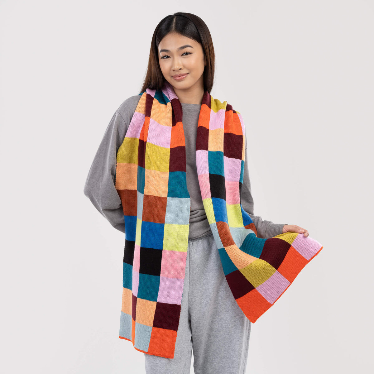 Color Patch Big Scarf - Sport