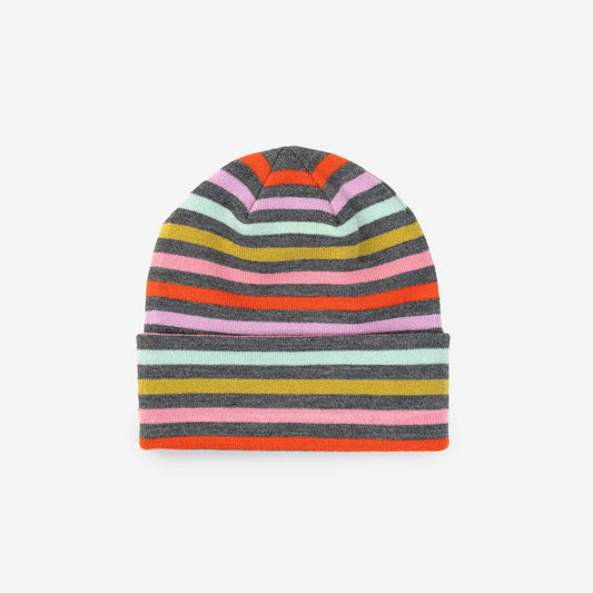 Color Stripe Knit Beanie - Grey