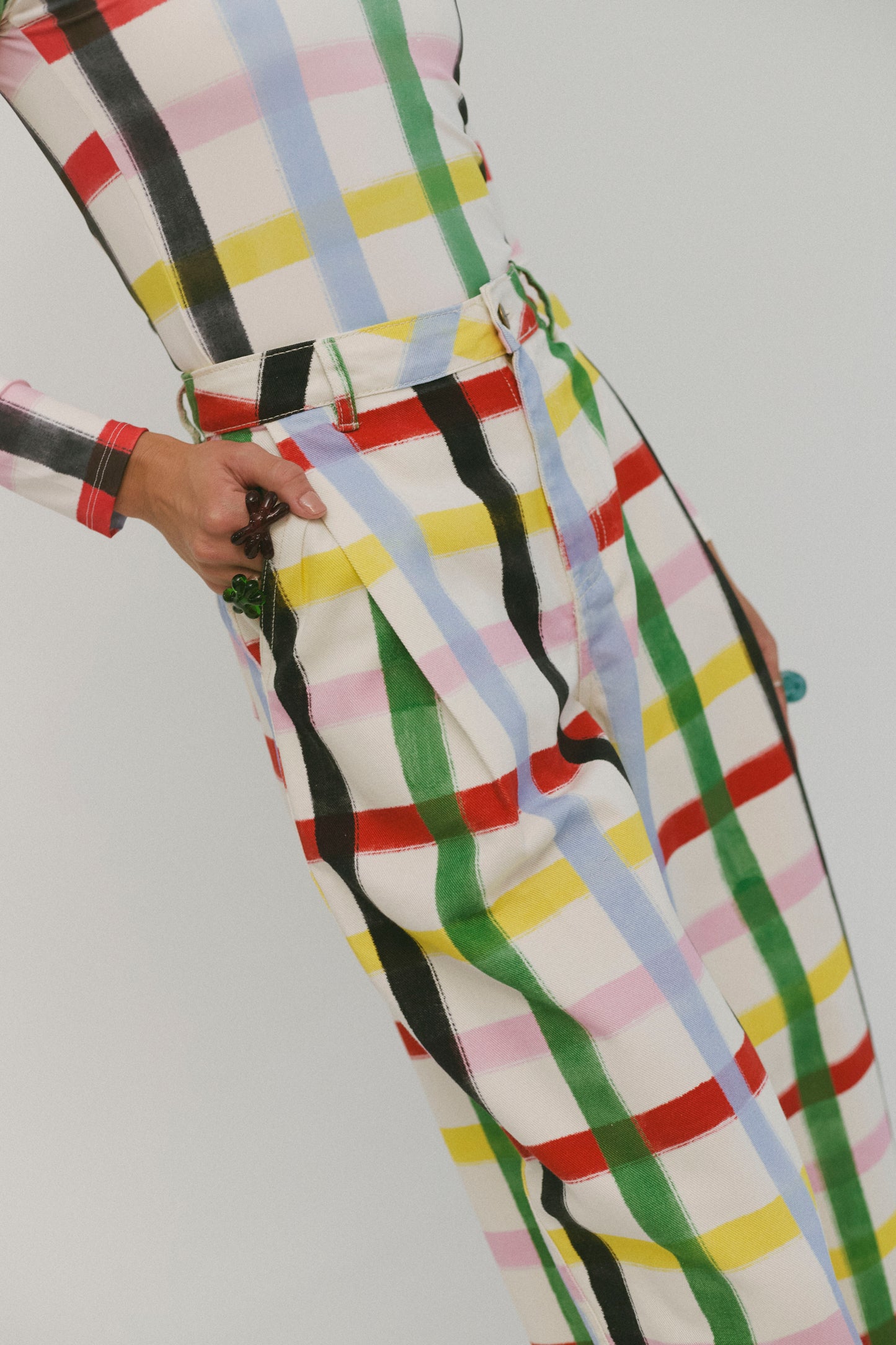 Rainbow Confetti Plaid Balloon Jeans