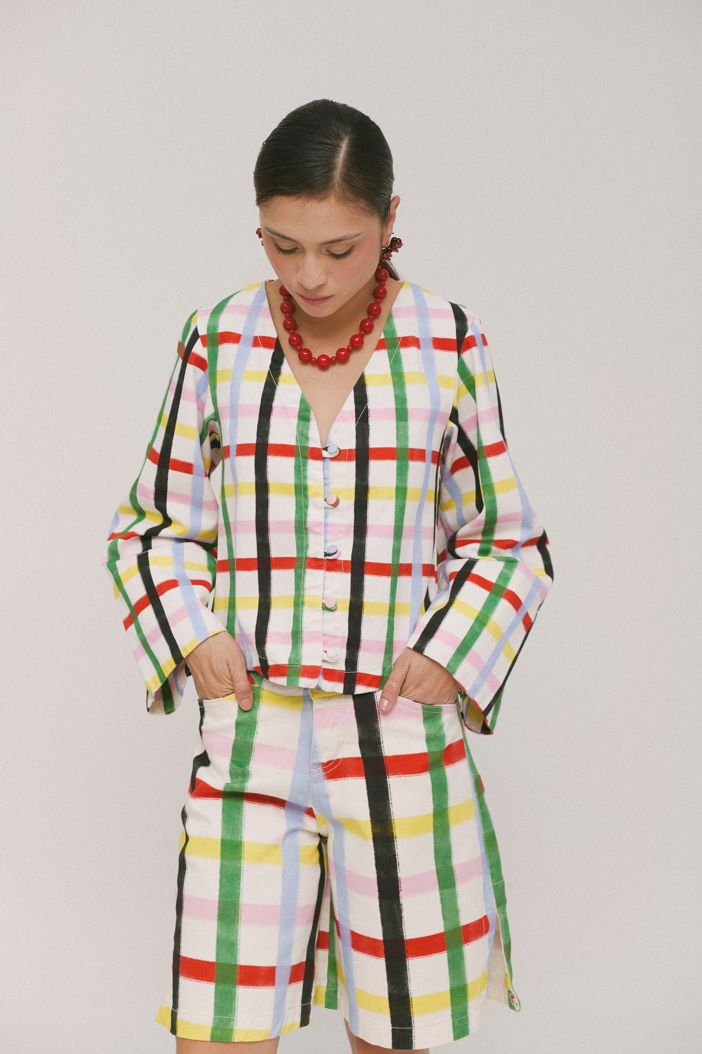 Rainbow Confetti Plaid Jacket