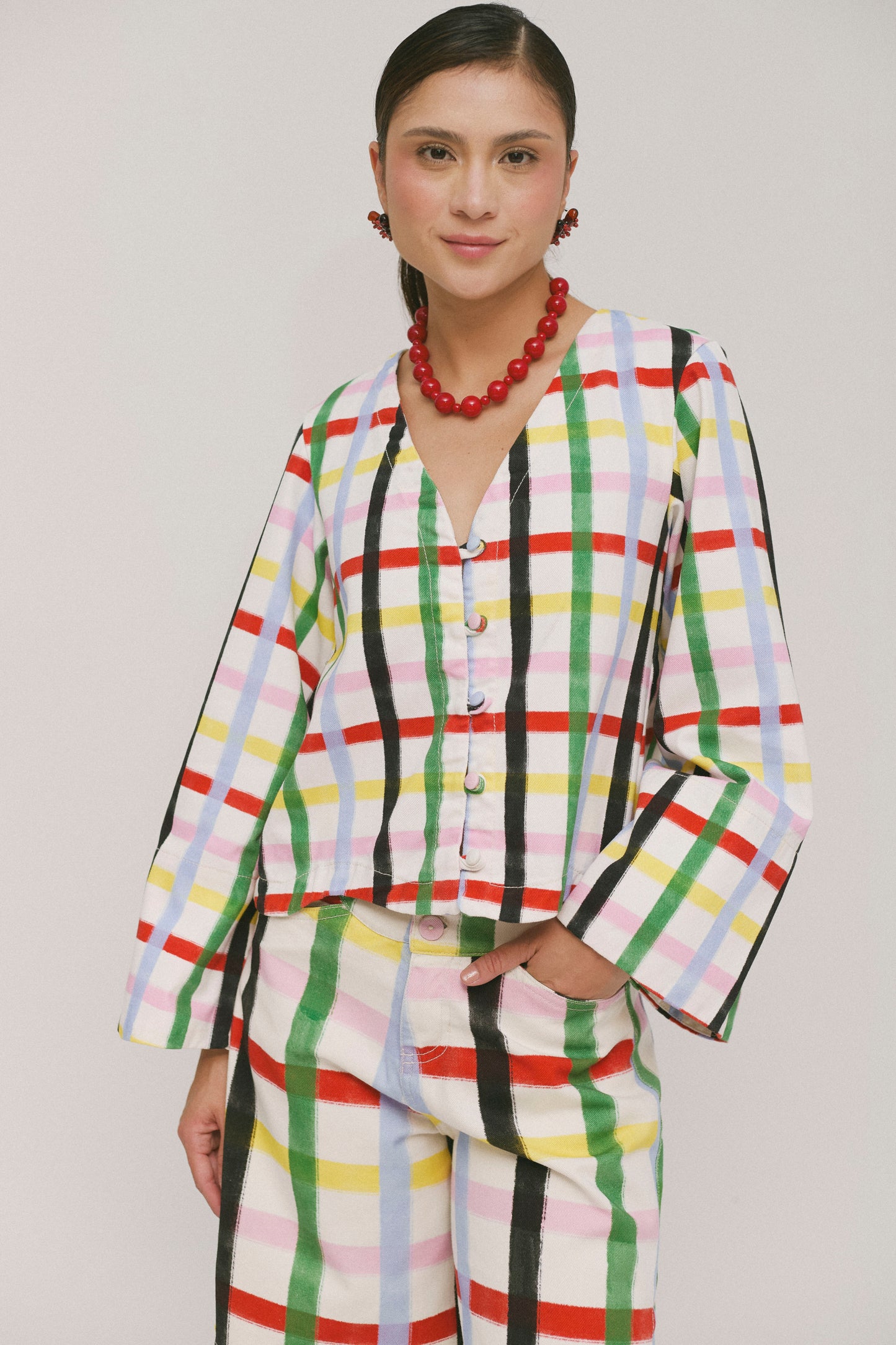 Rainbow Confetti Plaid Jacket