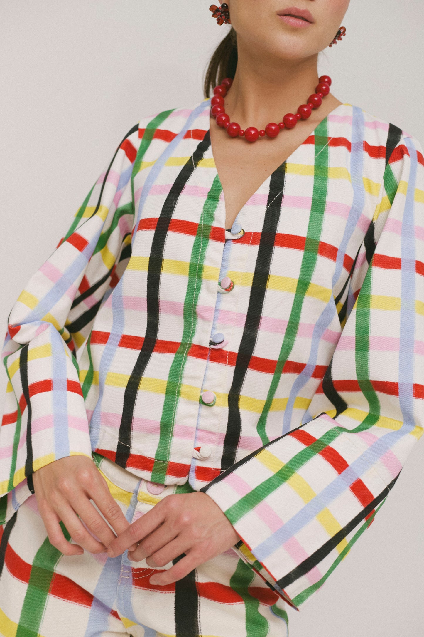 Rainbow Confetti Plaid Jacket