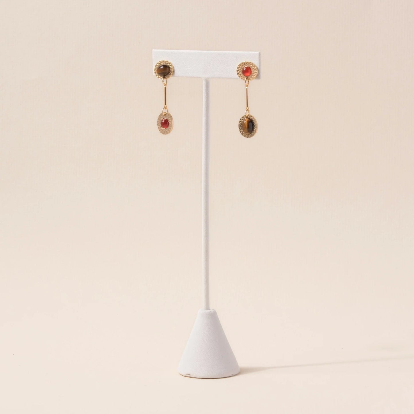 Carnelian & Tiger's Eye Vintage Starburst Drop Earrings