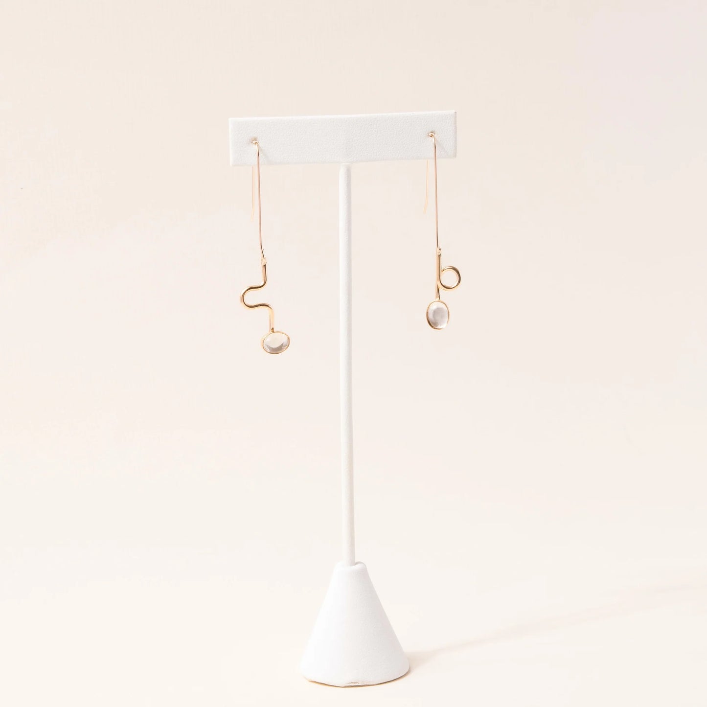 Blue Moonstone Contour Drop Earrings