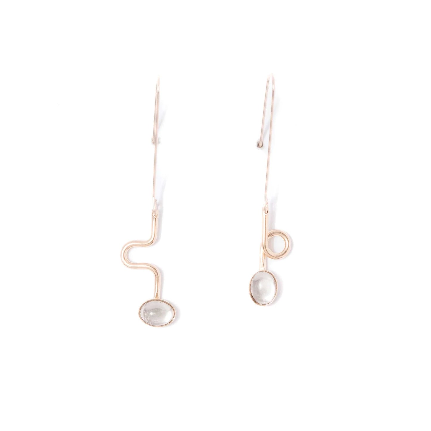 Blue Moonstone Contour Drop Earrings