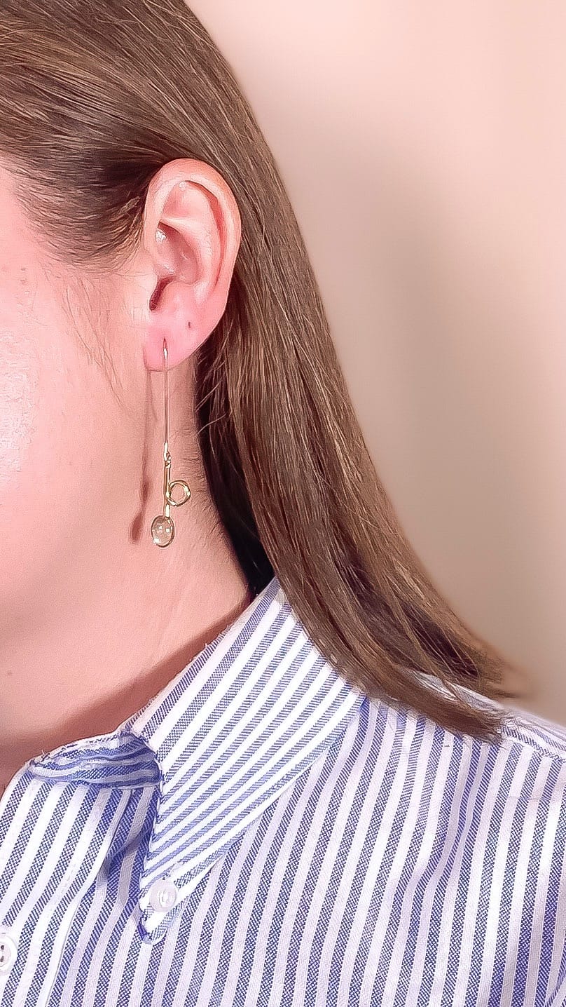 Blue Moonstone Contour Drop Earrings