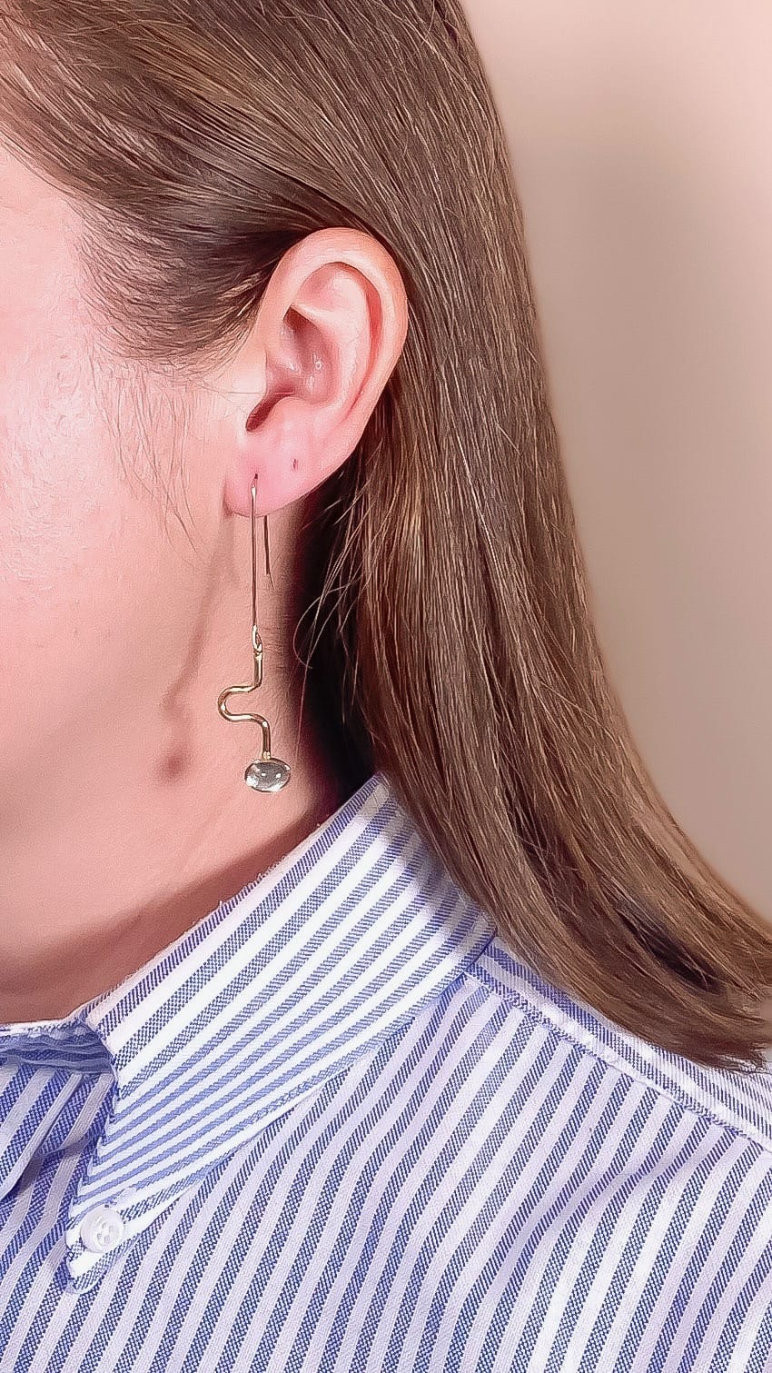 Blue Moonstone Contour Drop Earrings