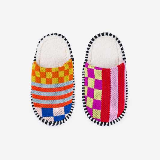 Pattern Patch Slide Slippers - Rainbow