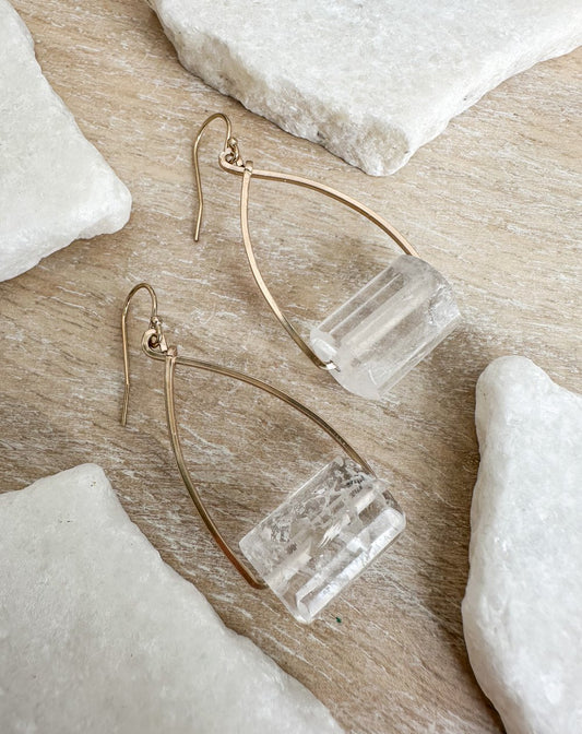 Rock Crystal Quartz Hoop Earrings