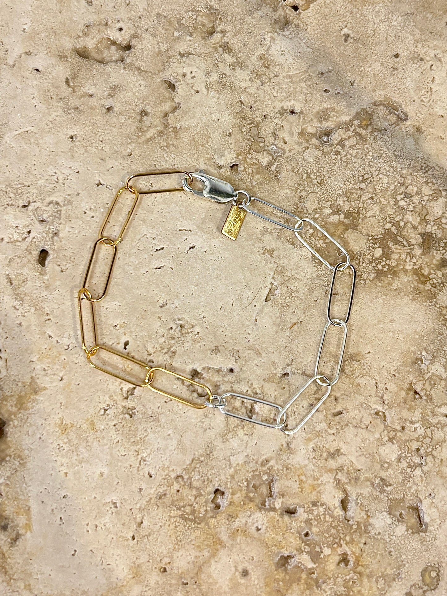 Mixed Metal Paperclip Chain Bracelet