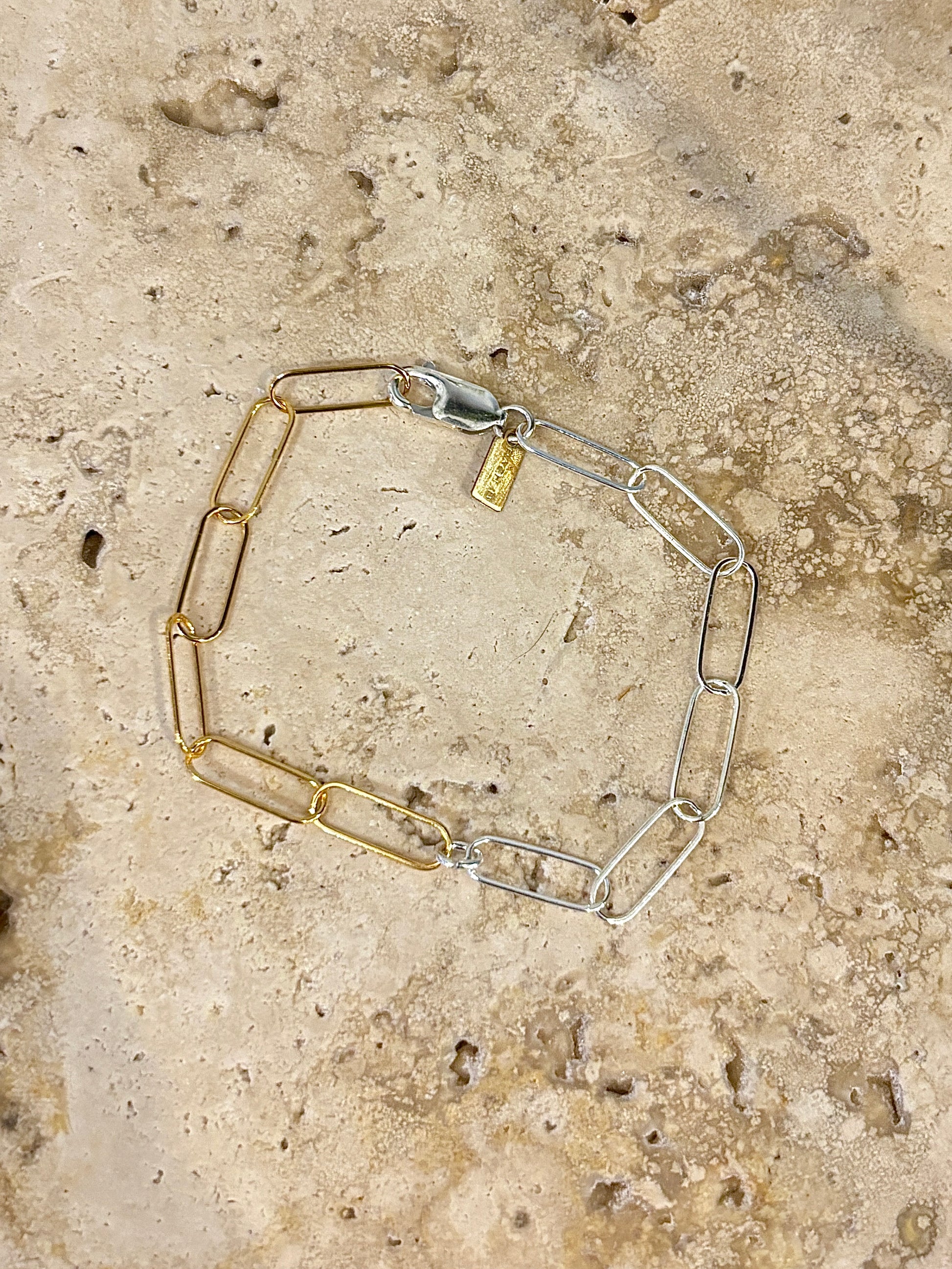 Mixed Metal Paperclip Chain Bracelet