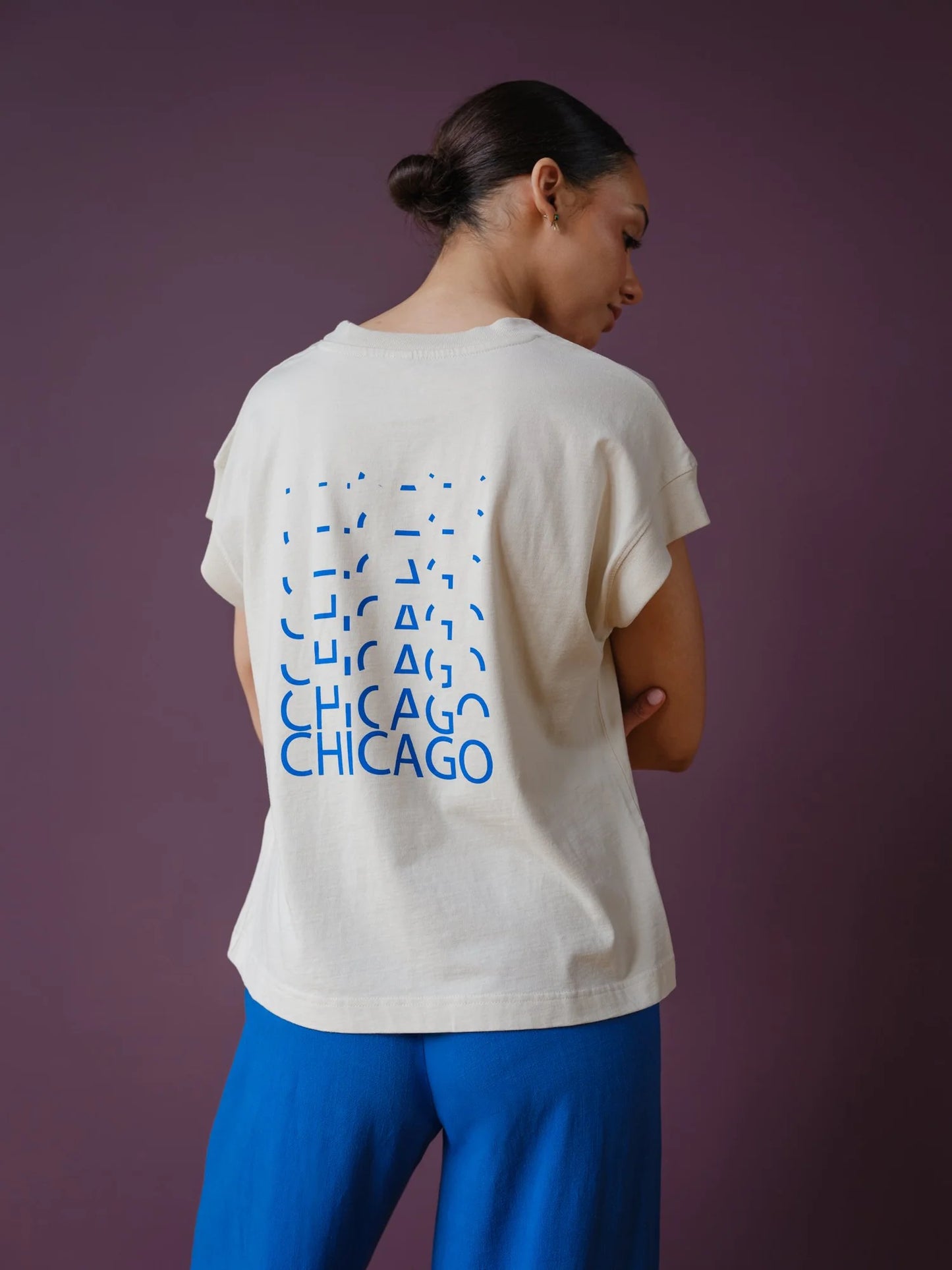 With Love, Chicago Tee - Oat/Royal