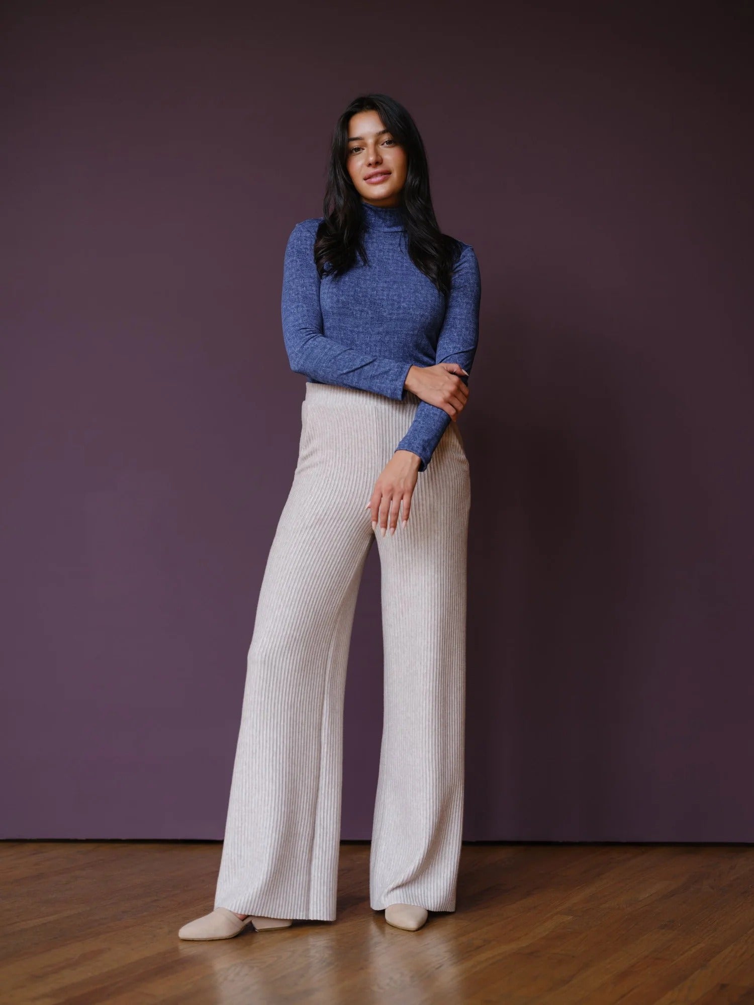 Denim Jersey Mockneck