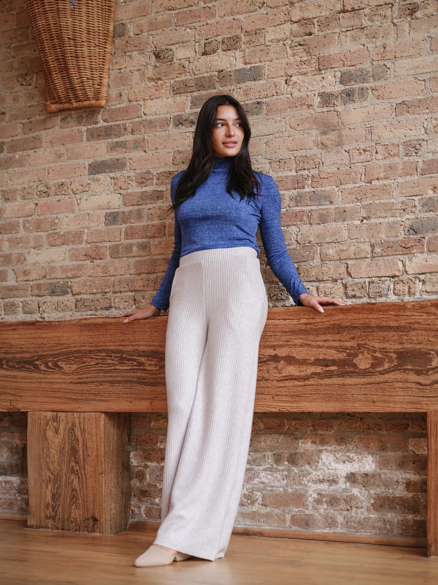 Denim Jersey Mockneck