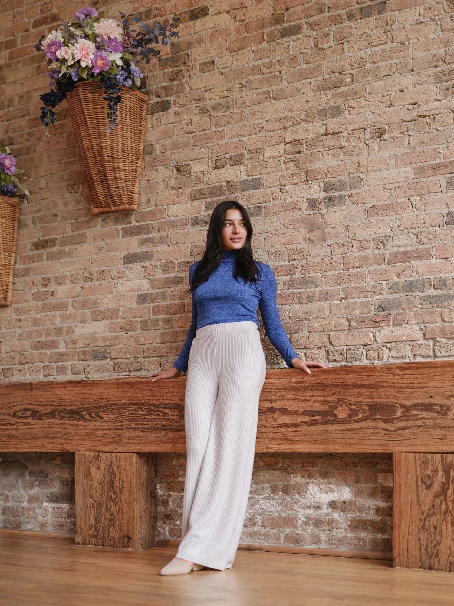 Denim Jersey Mockneck