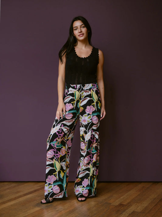 Luzon Pants - Black/Yellow Florals