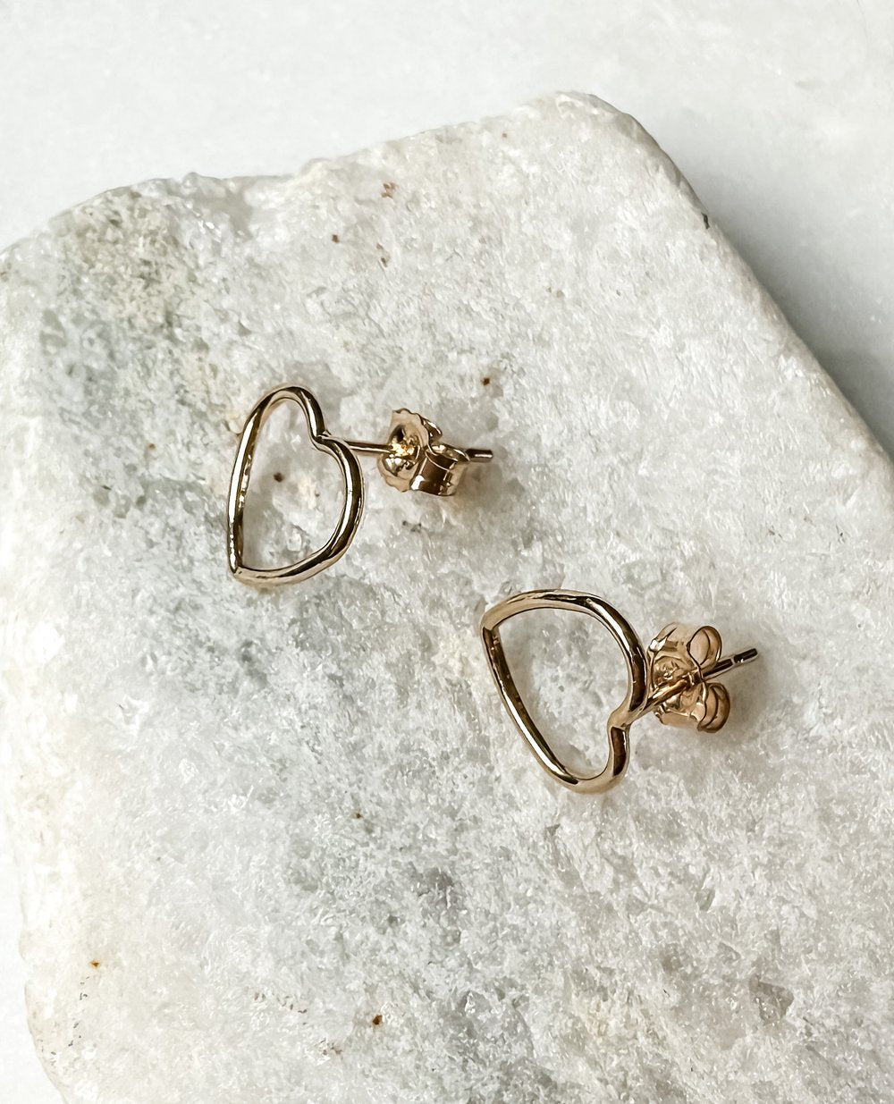 Gold Heart Stud Post Earrings