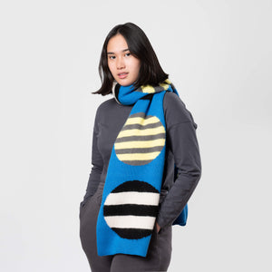 Stripe Dot Big Scarf in Cobalt