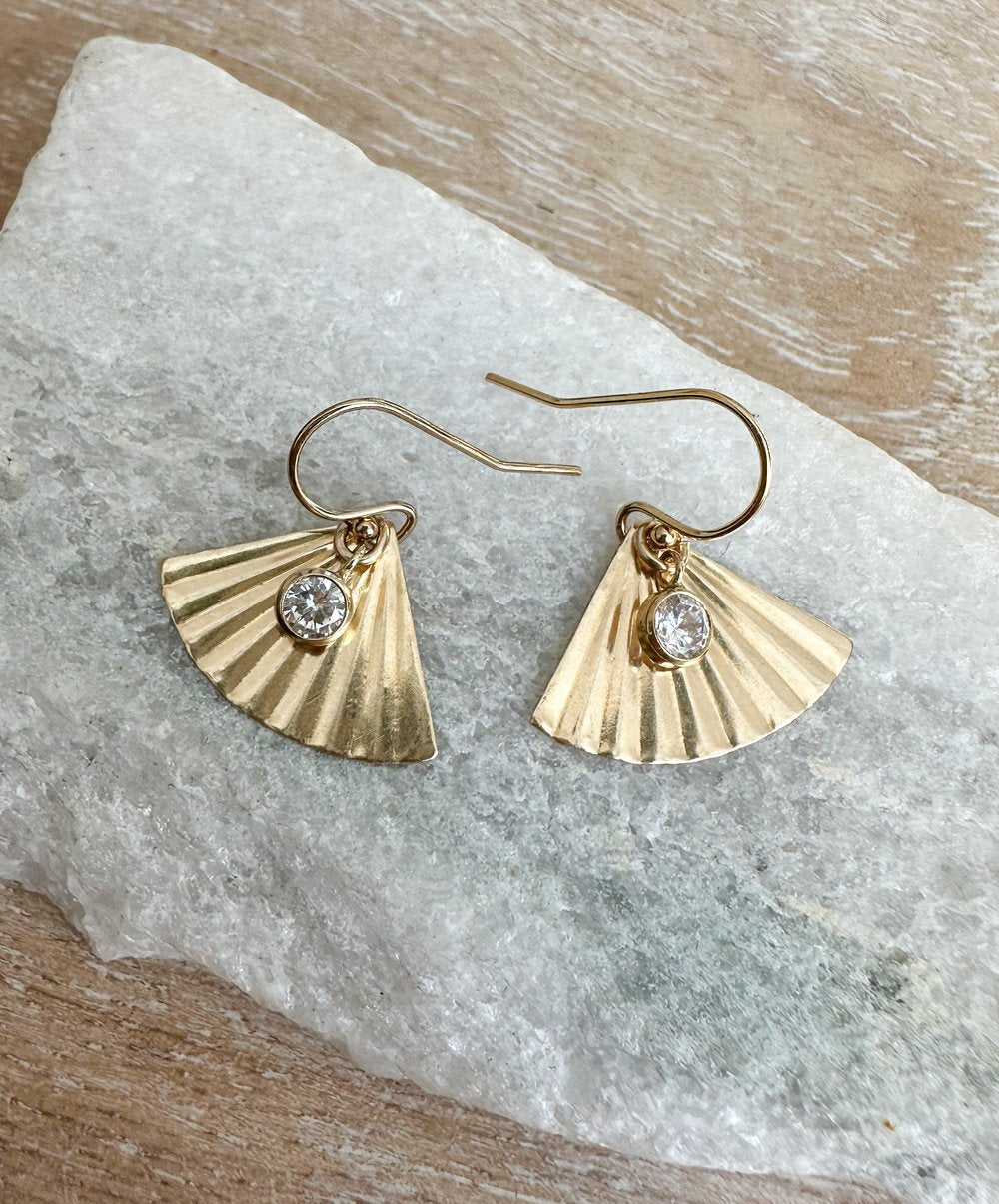 Petite Fan Charm Hook Earrings